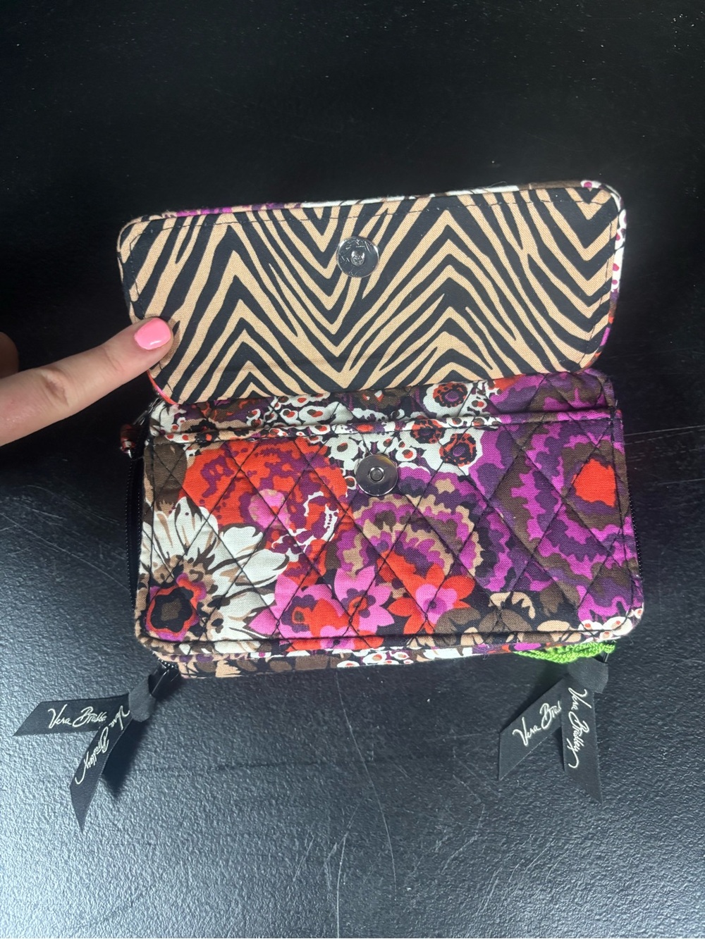 Vera Bradley Pink Purple Floral Quilted Wristlet - Picture 3 of 6